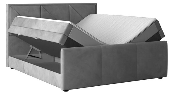 BOXSPRING POSTELJA 180 cm x 200 cm , leseni material svetlo siva