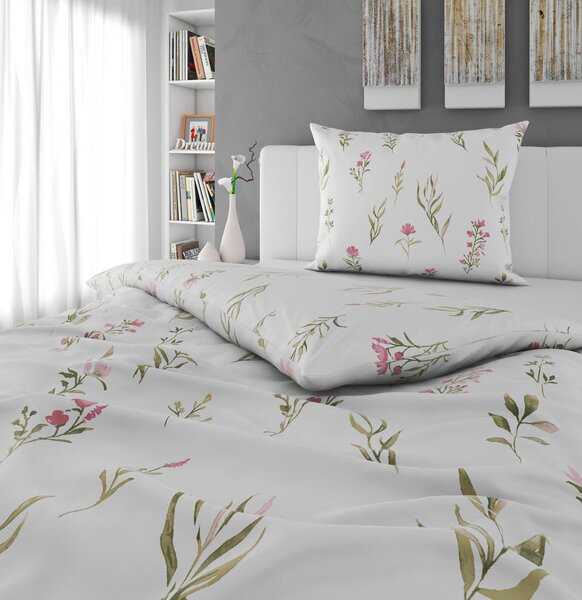 POSTELJNINA Mavie 140/200 cm saten roza, bela