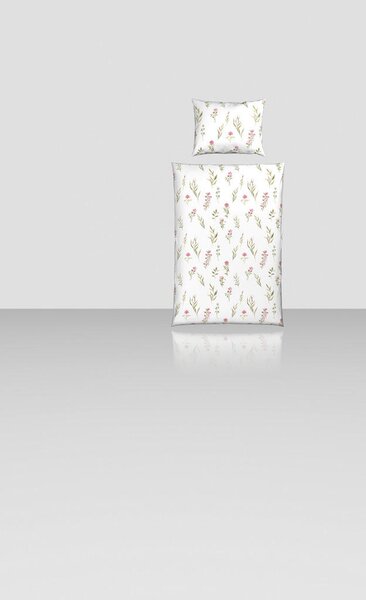 POSTELJNINA Mavie 140/200 cm saten roza, bela