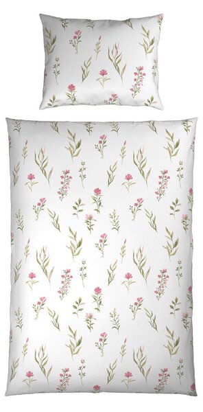 POSTELJNINA Mavie 140/200 cm saten roza, bela