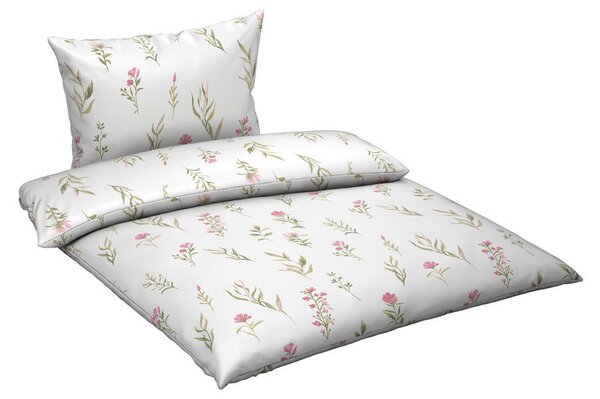 POSTELJNINA Mavie 140/200 cm saten roza, bela