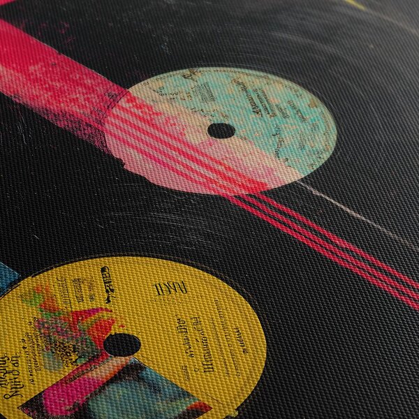 5-delna slika retro vinilne plošče