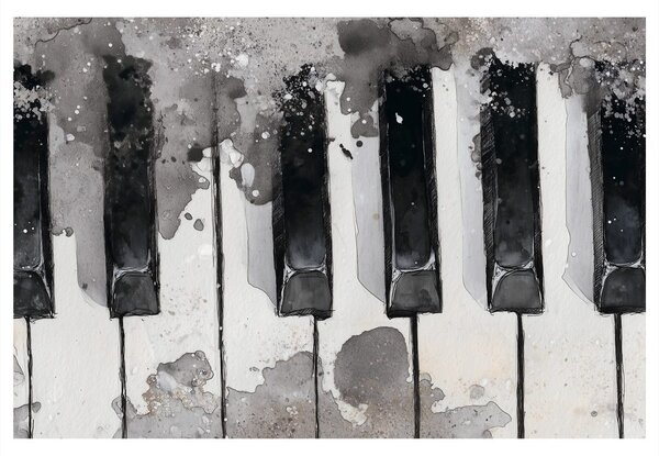 Slika glasbene tipke v črno-belem tonu