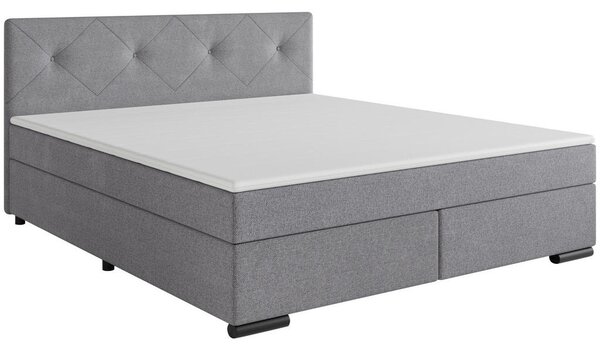 POSTELJA BOXSPRING 180 cm x 200 cm , les, tekstil, karton svetlo siva