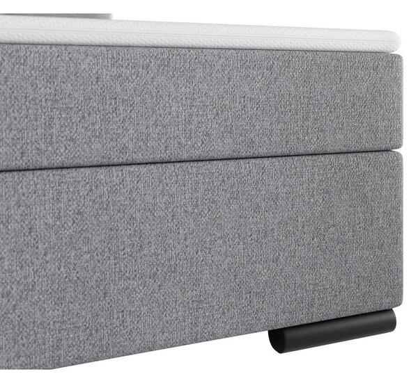 POSTELJA BOXSPRING 140 cm x 200 cm , les, tekstil, karton svetlo siva