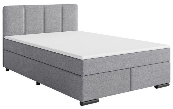 POSTELJA BOXSPRING 140 cm x 200 cm , les, tekstil, karton svetlo siva