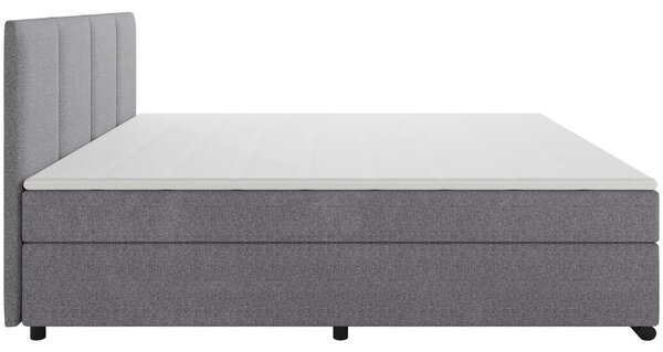 POSTELJA BOXSPRING 160 cm x 200 cm , les, tekstil, karton svetlo siva