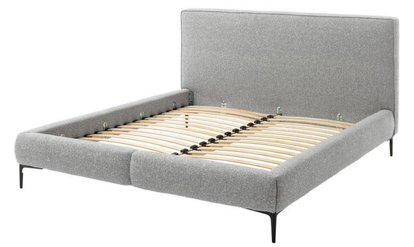 OBLAZINJENA POSTELJA 180 cm x 200 cm , tekstil, leseni material svetlo siva