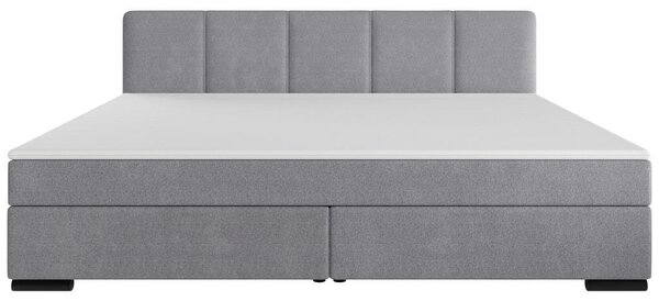 POSTELJA BOXSPRING 240 cm x 200 cm , les, tekstil, karton svetlo siva