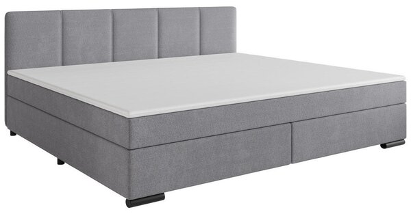 POSTELJA BOXSPRING 240 cm x 200 cm , les, tekstil, karton svetlo siva