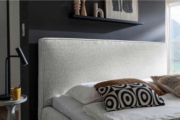 OBLAZINJENA POSTELJA 180 cm x 200 cm , tekstil, leseni material svetlo siva