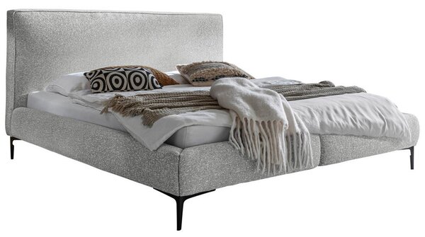 OBLAZINJENA POSTELJA 180 cm x 200 cm , tekstil, leseni material svetlo siva