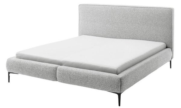 OBLAZINJENA POSTELJA 180 cm x 200 cm , tekstil, leseni material svetlo siva