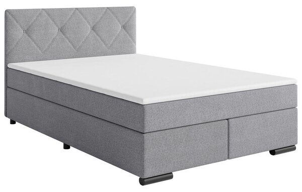 POSTELJA BOXSPRING 140 cm x 200 cm , les, tekstil, karton svetlo siva