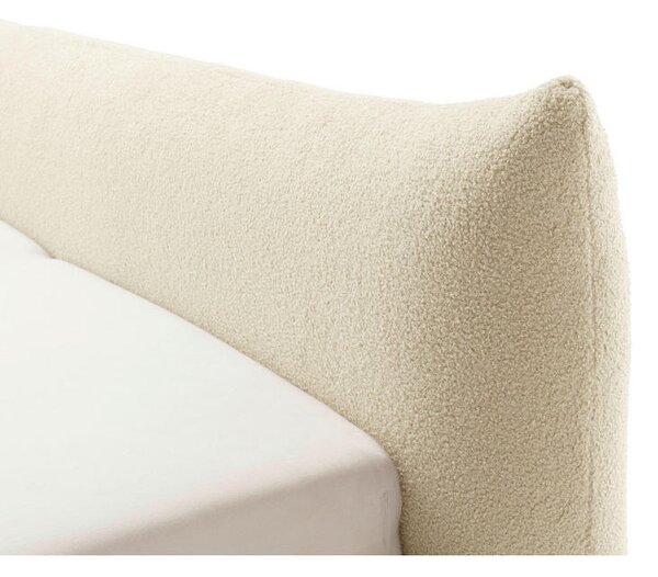 OBLAZINJENA POSTELJA 180 cm x 200 cm , les, tekstil, leseni material bež