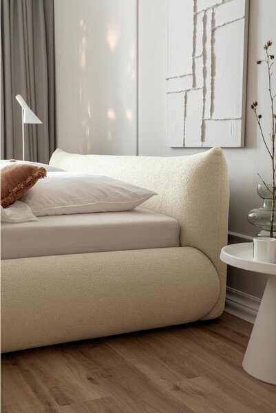 OBLAZINJENA POSTELJA 180 cm x 200 cm , les, tekstil, leseni material bež