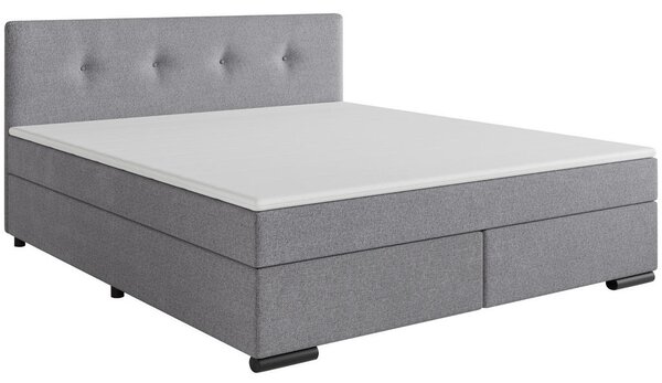 POSTELJA BOXSPRING 160 cm x 200 cm , les, tekstil, karton svetlo siva