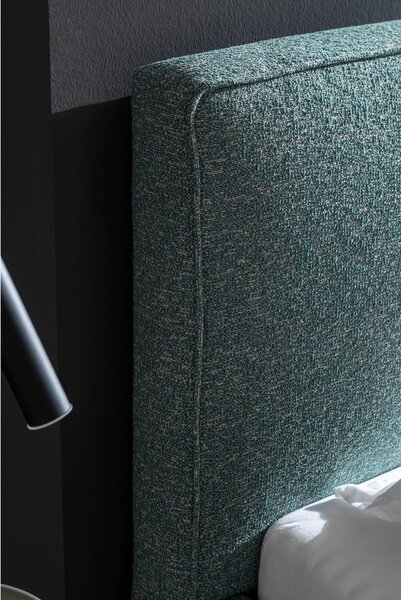 OBLAZINJENA POSTELJA 180 cm x 200 cm , tekstil, leseni material barve petroleja