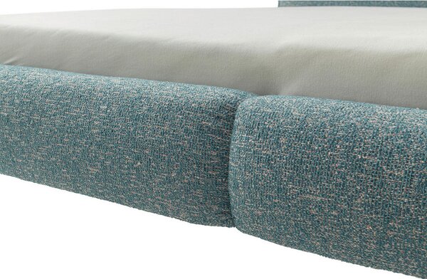 OBLAZINJENA POSTELJA 180 cm x 200 cm , tekstil, leseni material barve petroleja