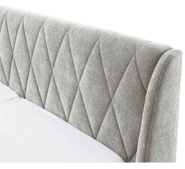 OBLAZINJENA POSTELJA 200 cm x 180 cm , tekstil, leseni material rjavosiva