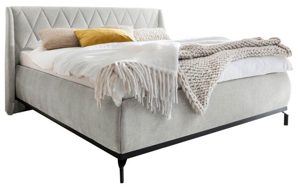 OBLAZINJENA POSTELJA 200 cm x 180 cm , tekstil, leseni material rjavosiva