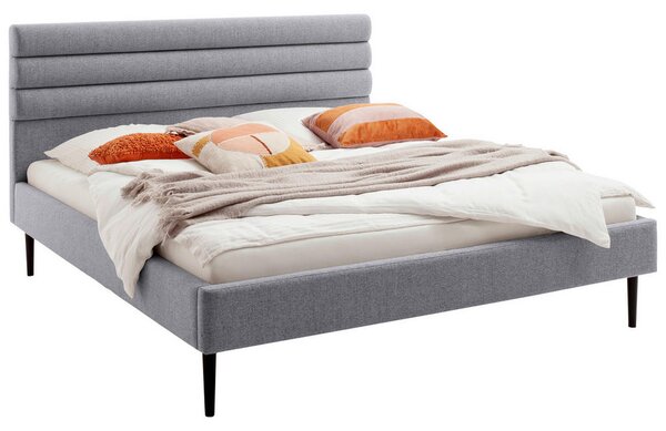 OBLAZINJENA POSTELJA 180 cm x 200 cm , tekstil, leseni material siva