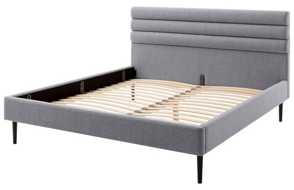 OBLAZINJENA POSTELJA 180 cm x 200 cm , tekstil, leseni material siva