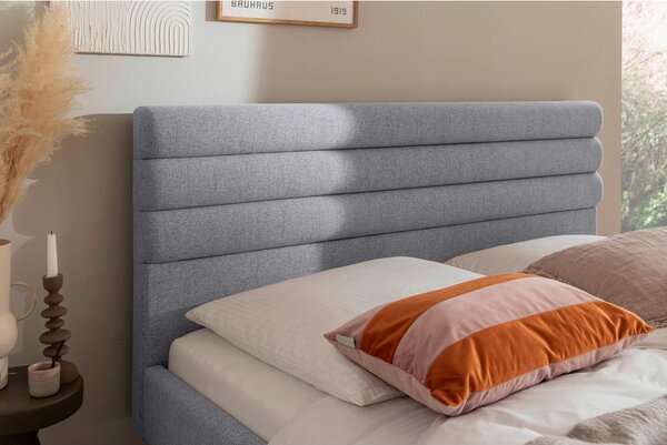 OBLAZINJENA POSTELJA 180 cm x 200 cm , tekstil, leseni material siva