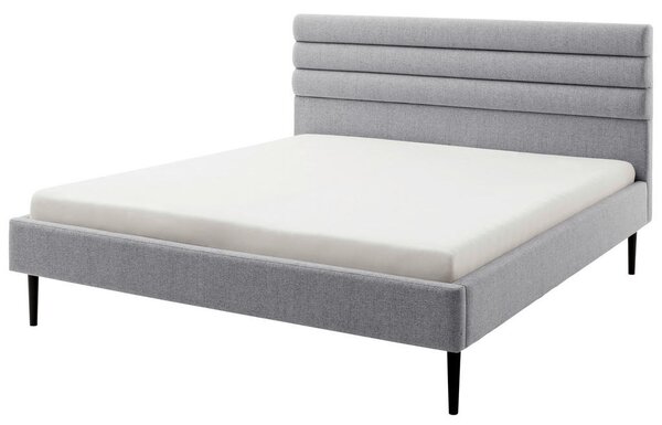 OBLAZINJENA POSTELJA 180 cm x 200 cm , tekstil, leseni material siva