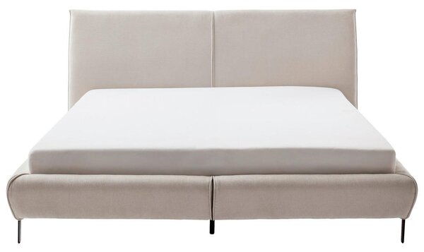 OBLAZINJENA POSTELJA 180 cm x 200 cm , tekstil, leseni material krem barve