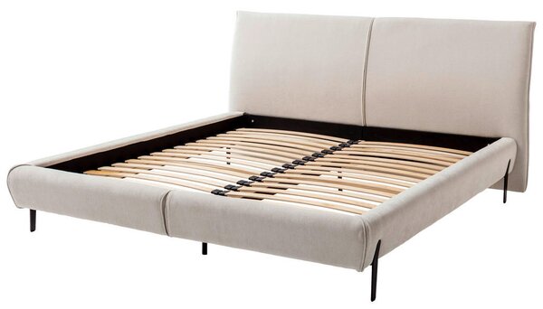 OBLAZINJENA POSTELJA 180 cm x 200 cm , tekstil, leseni material krem barve