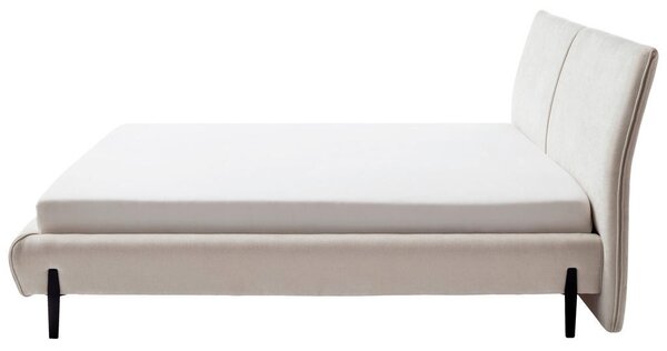 OBLAZINJENA POSTELJA 180 cm x 200 cm , tekstil, leseni material krem barve