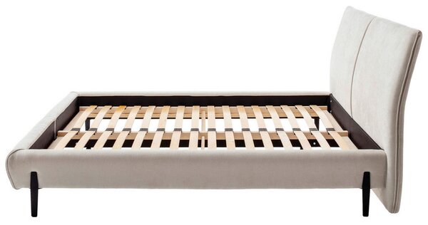 OBLAZINJENA POSTELJA 180 cm x 200 cm , tekstil, leseni material krem barve