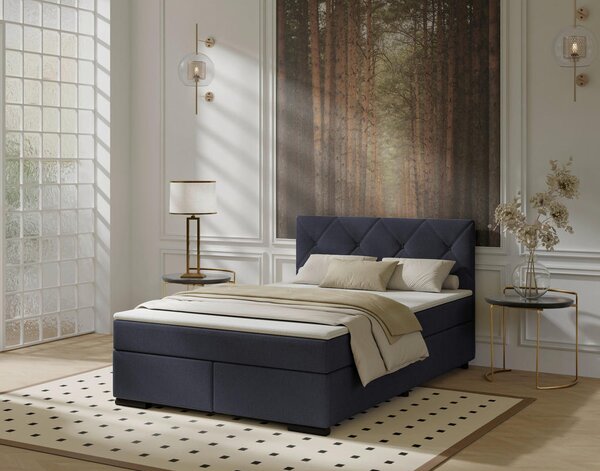 POSTELJA BOXSPRING 140 cm x 200 cm , les, tekstil, karton antracit