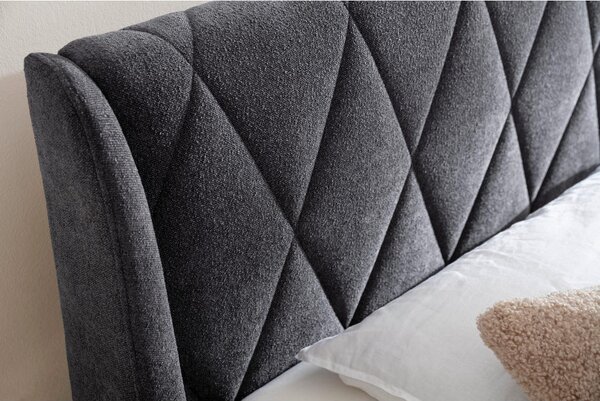 OBLAZINJENA POSTELJA 200 cm x 180 cm , tekstil, leseni material siva