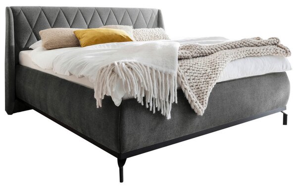 OBLAZINJENA POSTELJA 200 cm x 180 cm , tekstil, leseni material siva