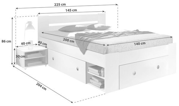 POSTELJNA GARNITURA 140 cm x 200 cm , bela