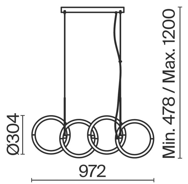 VISEČA NIHALNA SVETILKA 27/33/100 cm 40 W