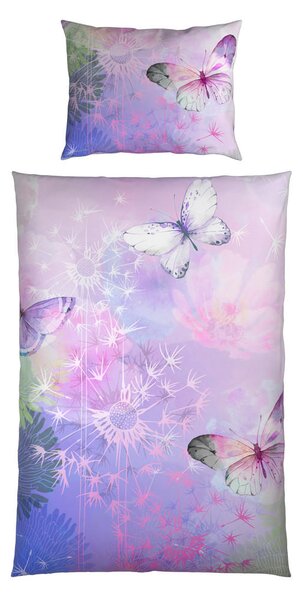 OBOJESTRANSKA POSTELJNINA 140/200 cm saten lila