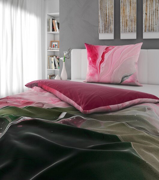 OBOJESTRANSKA POSTELJNINA 140/200 cm saten pink