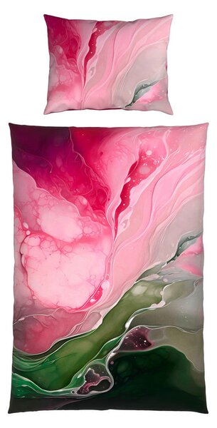 OBOJESTRANSKA POSTELJNINA 140/200 cm saten pink