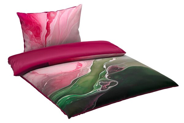OBOJESTRANSKA POSTELJNINA 140/200 cm saten pink