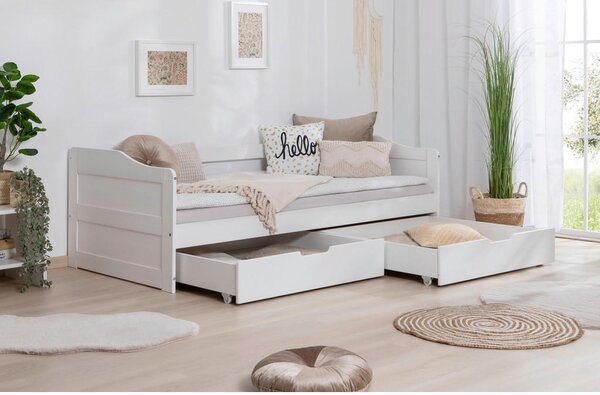 POSTELJA S PREDALOM 90 cm x 200 cm , bela
