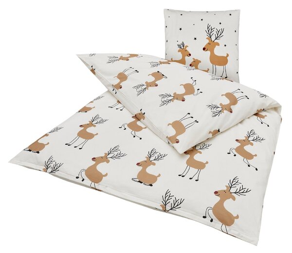 Posteljnina iz renforcé bombaža TIMBA DEER bela Dimenzije posteljnine: 80 x 80 cm | 135 x 200 cm