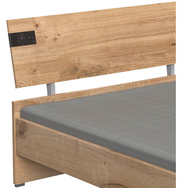 POSTELJA 120 cm x 200 cm , leseni material barve grafita, barve hrasta