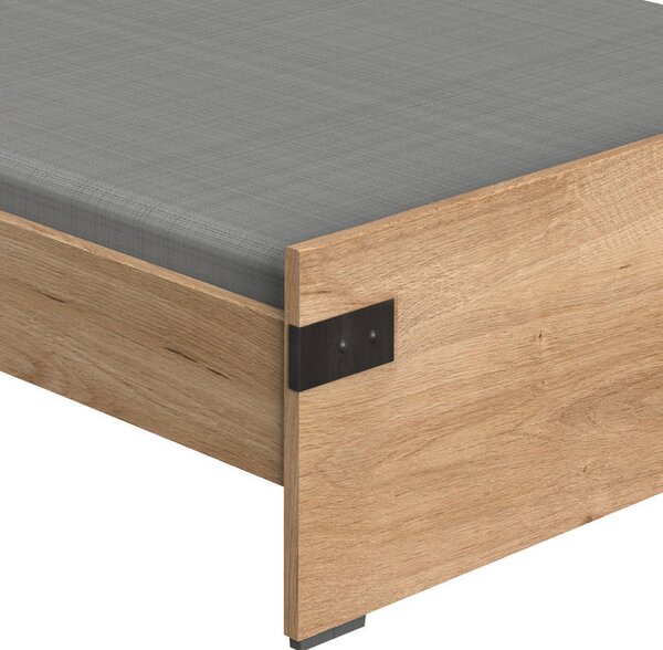 POSTELJA 120 cm x 200 cm , leseni material barve grafita, barve hrasta