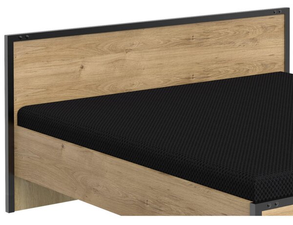 POSTELJA 160 cm x 200 cm , leseni material barve grafita, barve hrasta