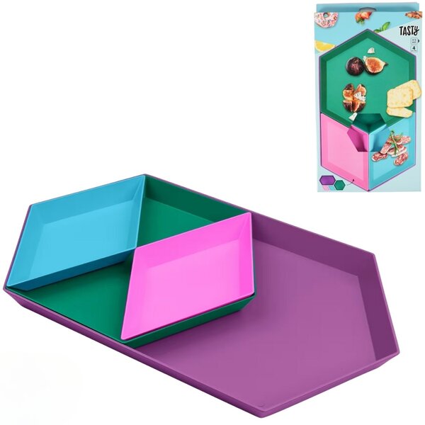 Set za serviranje tapasov URBAN OASIS 4 kosi barvni