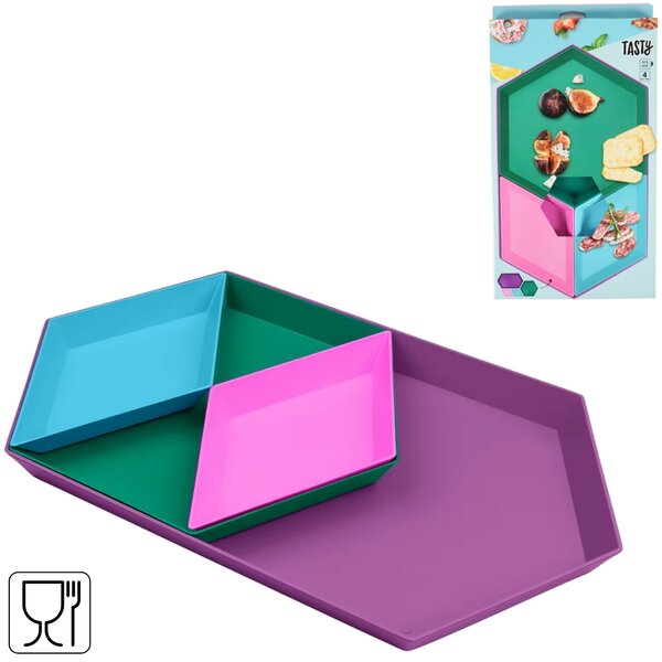 Set za serviranje tapasov URBAN OASIS 4 kosi barvni