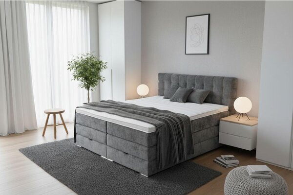 POSTELJA BOXSPRING 160 cm x 200 cm , tekstil, leseni material